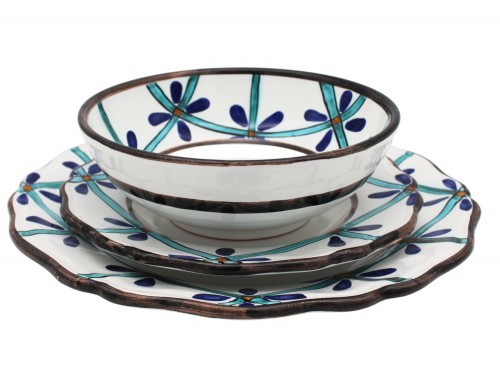 Set of 3 pieces Dinner, Salad plate and soup bowl Vietrese design