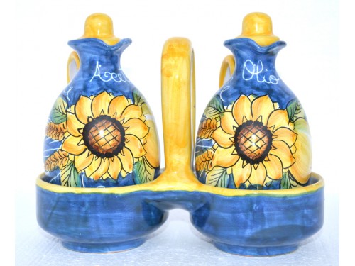 Set Olio - Aceto Girasoli con cestino