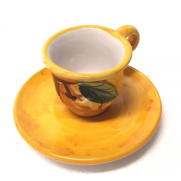 Vietri Sul Mare Lemon Pattern Espresso Cup Saucer 3 Fl.oz Made/painted by  Hand in Italy SHIPS FROM USA No Import Tax 