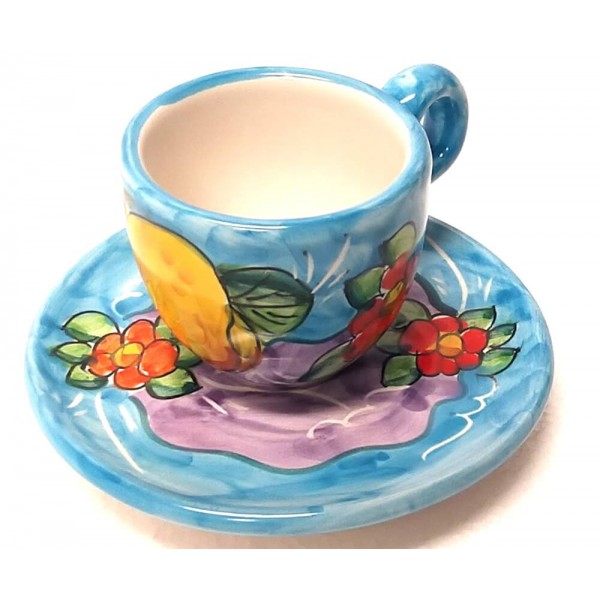 Set 6 Espresso Cups & Saucers Lemon Flowers, Cups and mugs