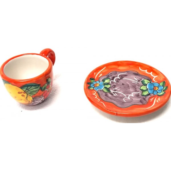 Set 6 Espresso Cups & Saucers Lemon Flowers