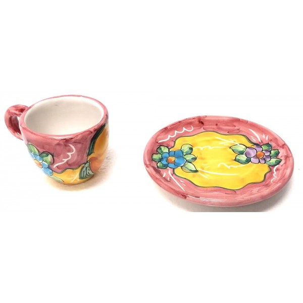 Set 6 Espresso Cups & Saucers Lemon Flowers