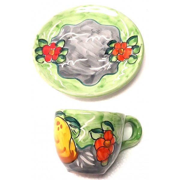 Espresso Cup & Saucer Lemon Flowers green, Cups and mugs