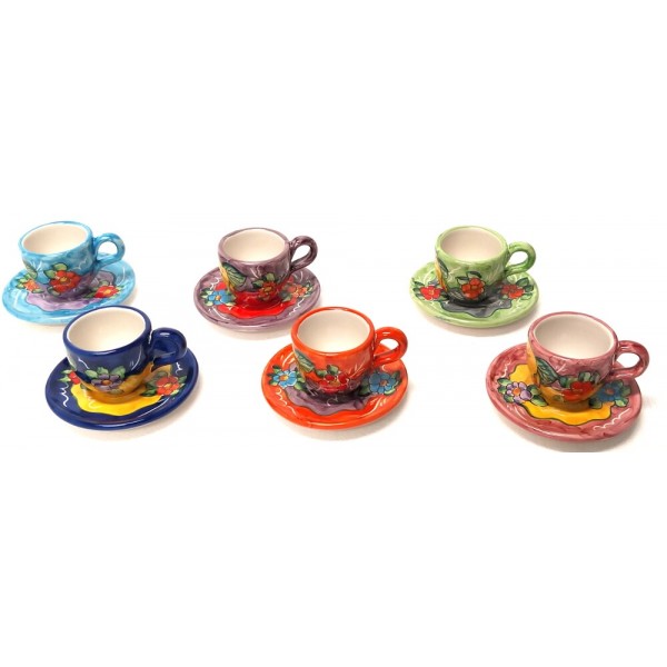 Set 6 Espresso Cups & Saucers Lemon Flowers, Cups and mugs