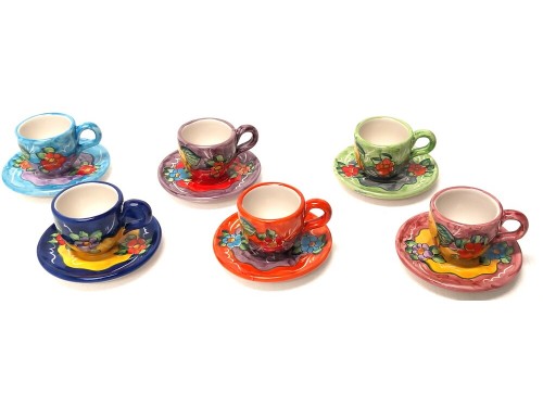 Set 6 Espresso Cups & Saucers Lemon Flowers