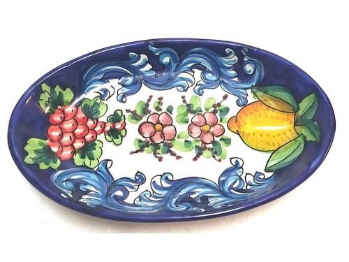 Oval Plate Lemon Barocco Blue