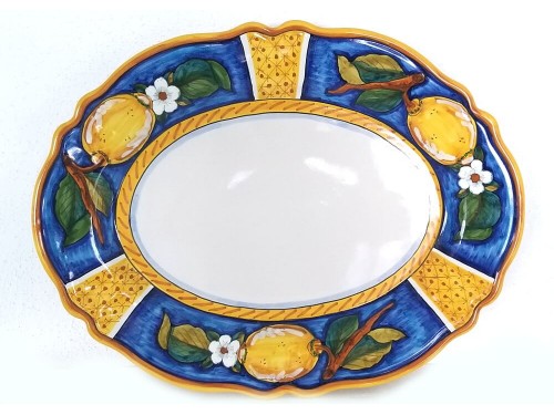 Oval Plate Lemon Conca Blue