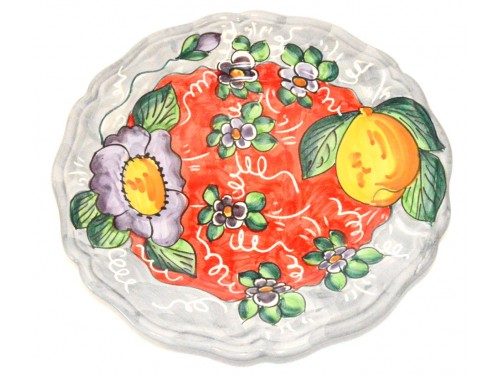 Salad Plate Lemon / Flowers Grey