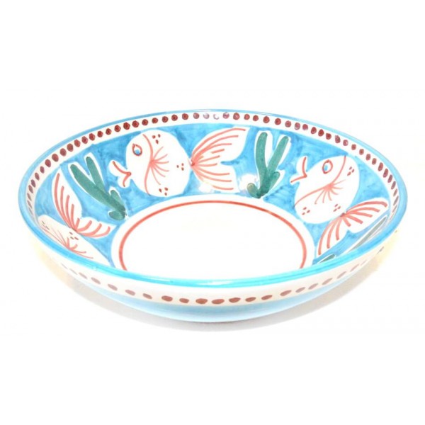 Round Bowl Light Blue Fishes