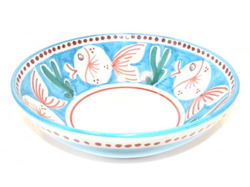 Round Bowl Light Blue Fishes