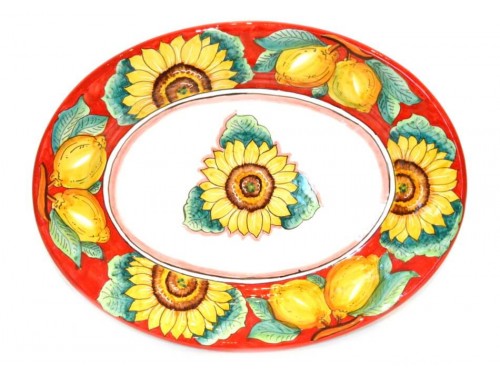 Oval Plate Sunflower Red