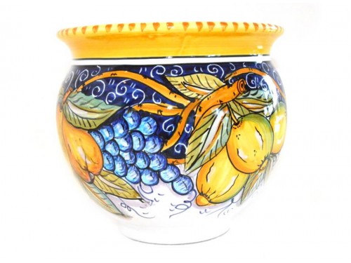 Plant Pot Fruits Blue White