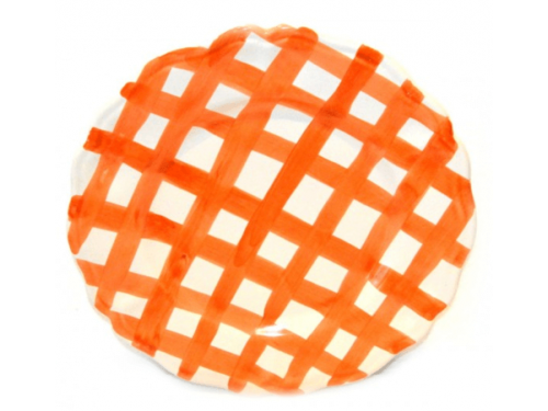 Dinner Plate Orange crossed lines