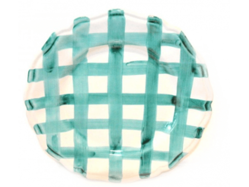 Dinner Plate Aquamarine crossed lines