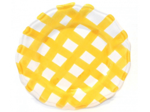 Salad Plate yellow crossed lines