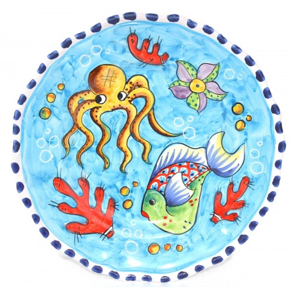 Dinner Plate Fishes light blue Plates Piccadilly Costa d'Amalfi