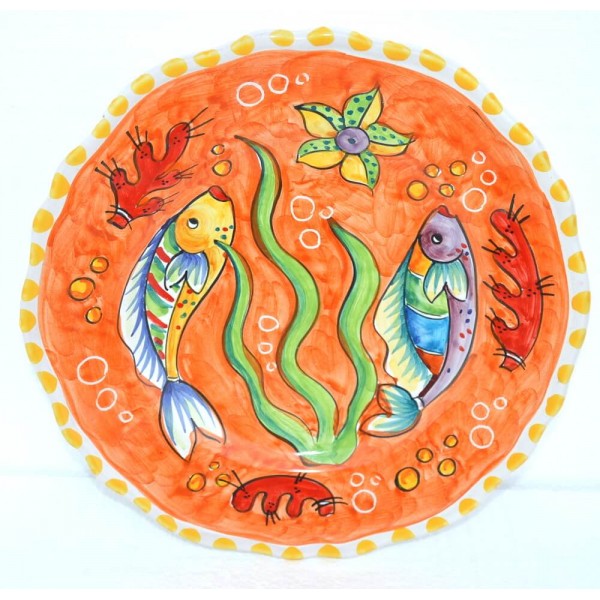 Dinner Plate Fishes orange Plates Piccadilly Costa d'Amalfi