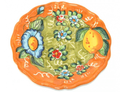 Salad Plate Lemon / Flowers orange