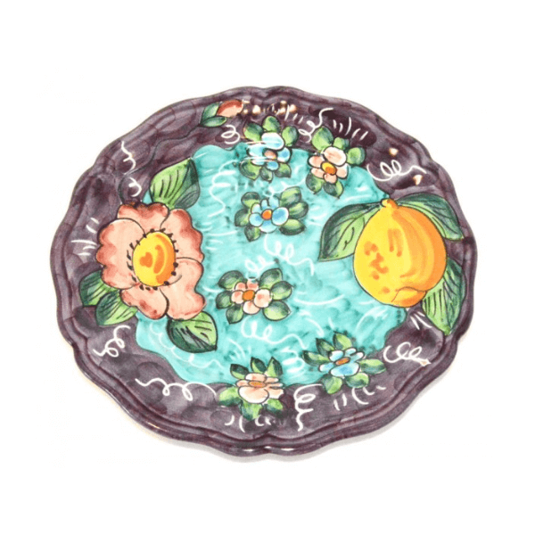 Salad Plate Lemon / Flowers purple Plates Piccadilly Costa d'Amalfi