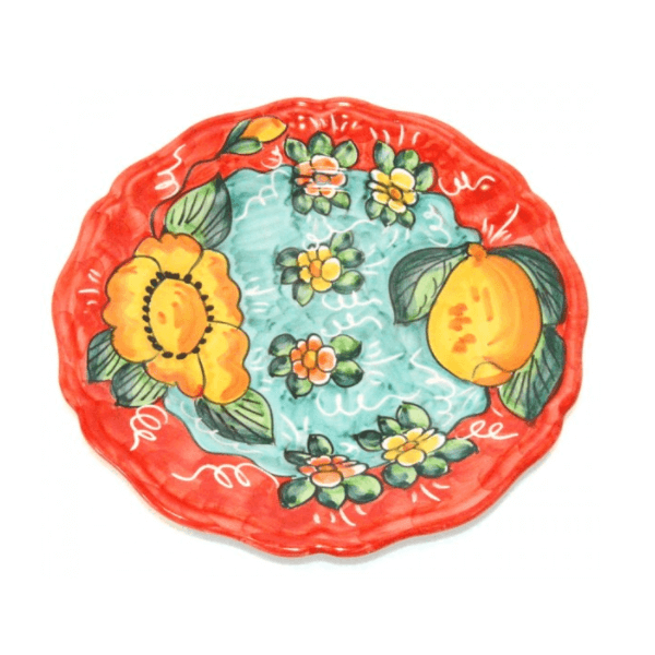 Salad Plate Lemon / Flowers red Plates Piccadilly Costa d'Amalfi