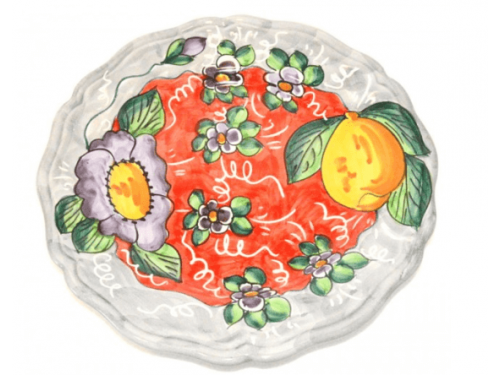 Dinner Plate Lemon / Flowers Grey