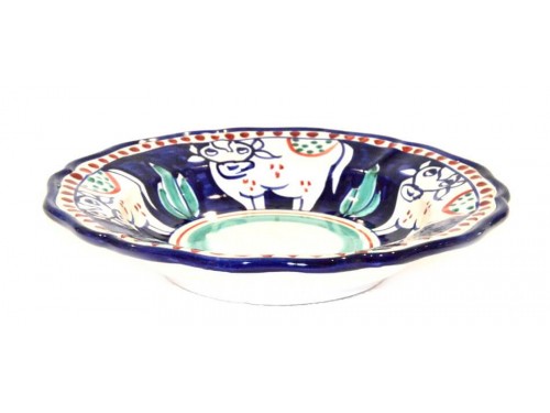 Pasta Plate Cow Blue