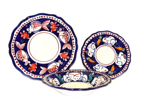 Set Dishes Animals blue