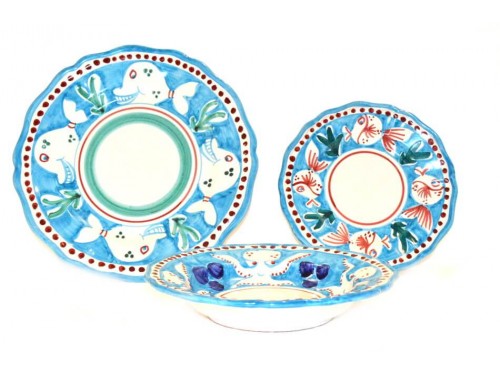 Set Dishes Animals light blue