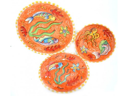 Set Dishes Fishes orange