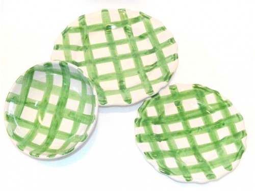 Set Dishes Crossed Lines green