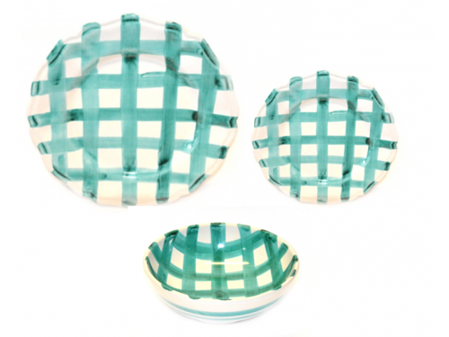 Set Dishes Crossed Lines aquamarine