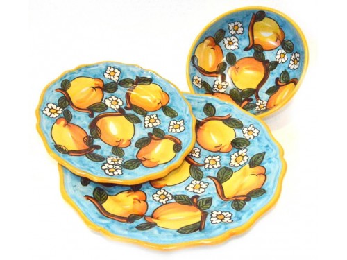 Set Dishes Lemon / Daisies light blue