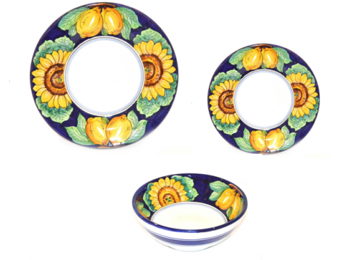 Set Piatti Limoni girasoli Blu