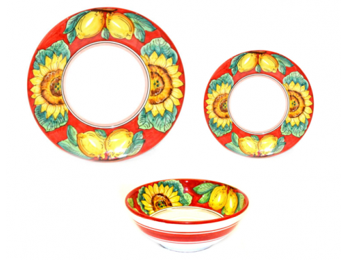 Set Piatti Limoni girasoli rosso