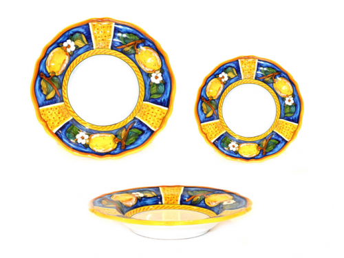 Set Dishes Lemon Conca Blue