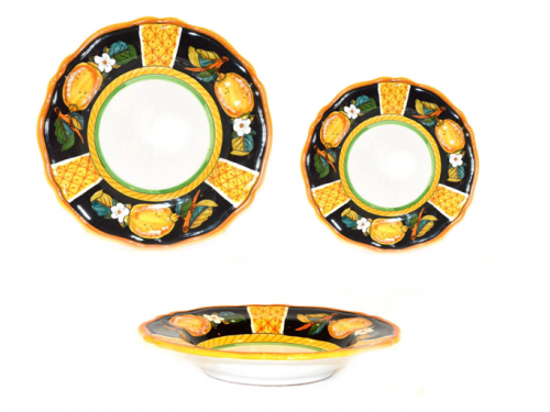 Set Dishes Lemon Conca Black