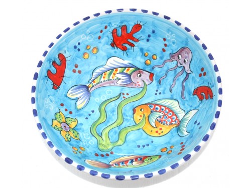 Round Bowl Fishes light blue