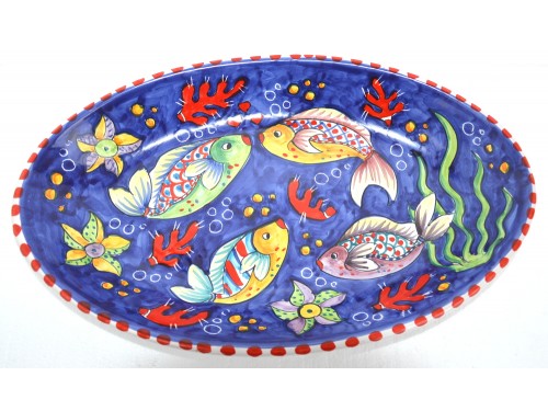 Oval Plate Fishes blue