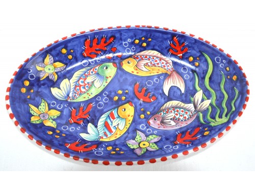 Oval Plate Fishes blue