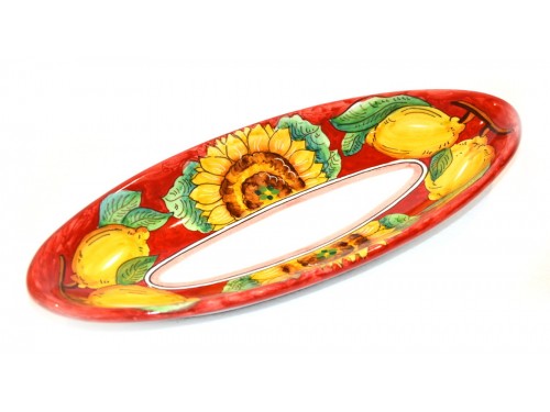 Piatto Ovale (appuntito) Girasoli Rosso