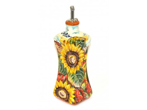 Oil Bottle Boccia Poppies Sunflowers