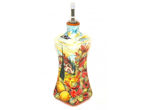 Oil Bottle Boccia Poppies Lemons