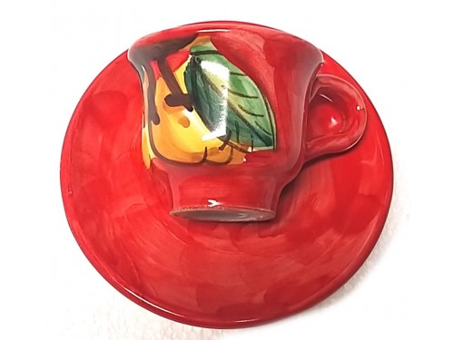 Espresso Cup & Saucer Lemon red