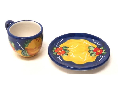 Espresso Cup & Saucer Lemon Flowers blue