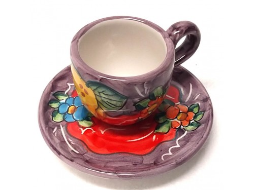 Espresso Cup & Saucer Lemon Flowers purple