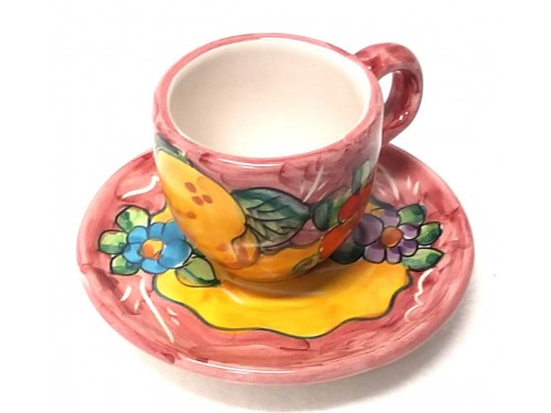 Espresso Cup & Saucer Lemon Flowers pink