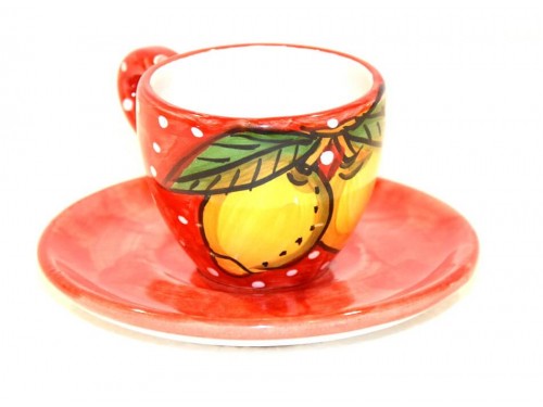 Espresso Cup & Saucer Lemon snow red