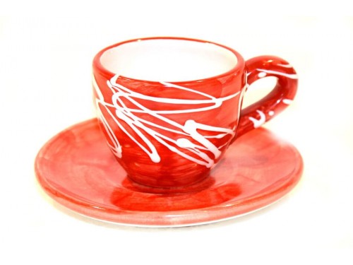 Tazzina caffè con piattino moderno rosso