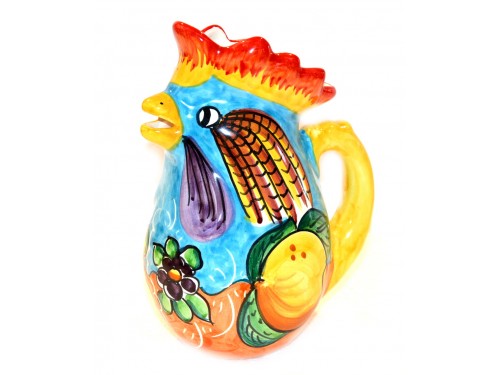 Pitcher Rooster Lemon flower light blue