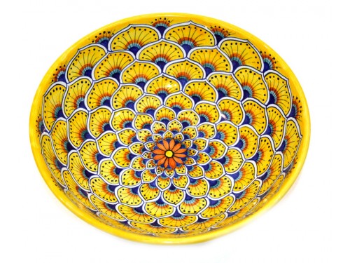 Round Bowl Peacock yellow